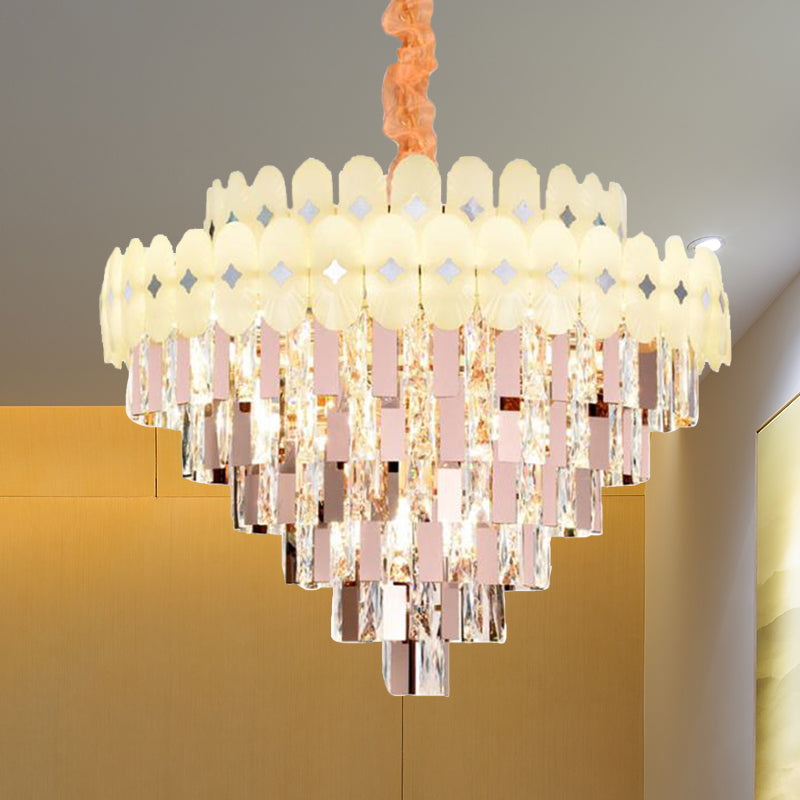 Contemporary Layered Ceiling Chandelier - Clear Crystal 12/16/22 Lights Ideal For Living Room Down