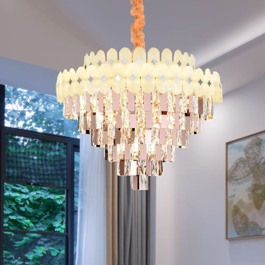 Contemporary Layered Ceiling Chandelier - Clear Crystal 12/16/22 Lights Ideal For Living Room Down