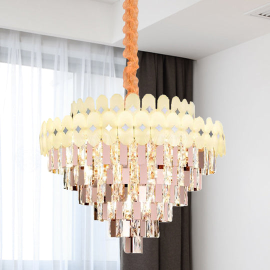 Contemporary Layered Ceiling Chandelier - Clear Crystal 12/16/22 Lights Ideal For Living Room Down