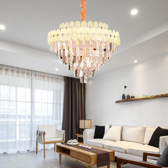 Contemporary Layered Ceiling Chandelier - Clear Crystal 12/16/22 Lights Ideal For Living Room Down