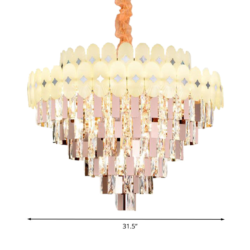 Contemporary Layered Ceiling Chandelier - Clear Crystal 12/16/22 Lights Ideal For Living Room Down