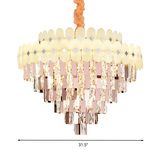 Contemporary Layered Ceiling Chandelier - Clear Crystal 12/16/22 Lights Ideal For Living Room Down