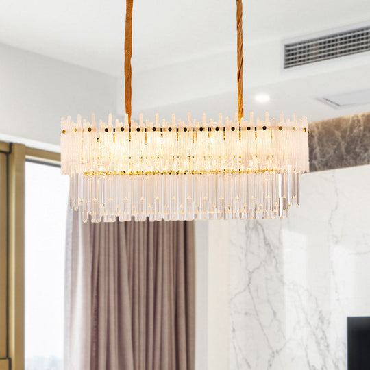 Minimalist 9-Light Crystal Chandelier For Dining Room - Clear Island Lighting