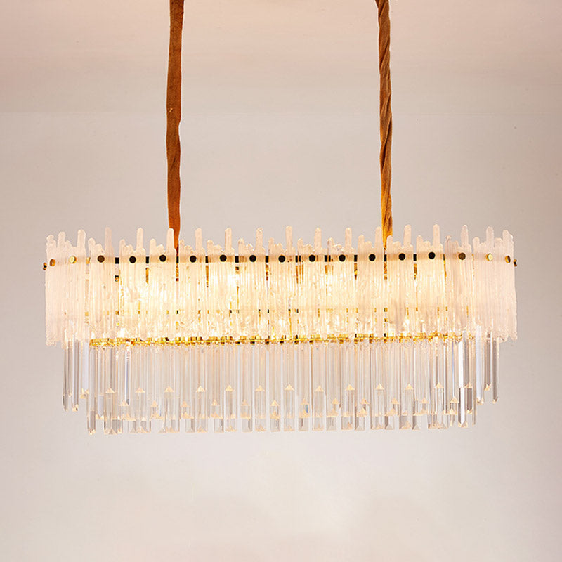 Minimalist 9-Light Crystal Chandelier For Dining Room - Clear Island Lighting