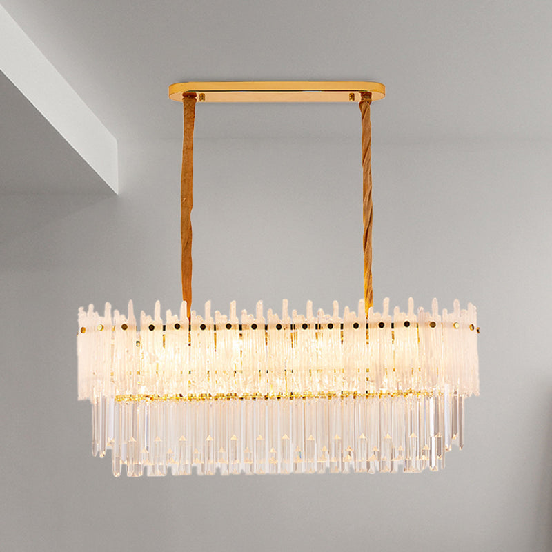 Minimalist 9-Light Crystal Chandelier For Dining Room - Clear Island Lighting