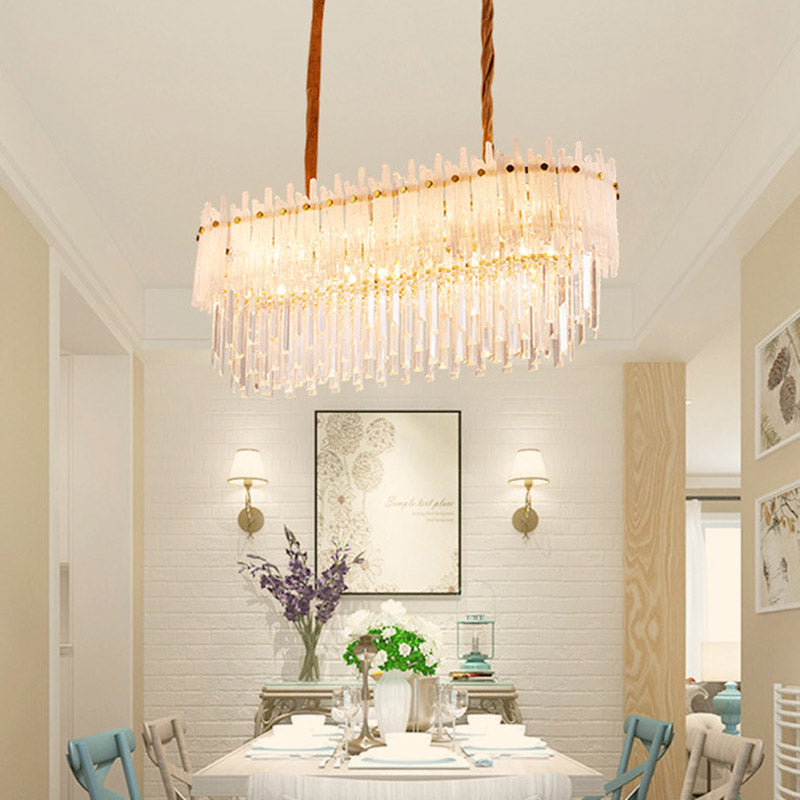 Minimalist 9-Light Crystal Chandelier For Dining Room - Clear Island Lighting