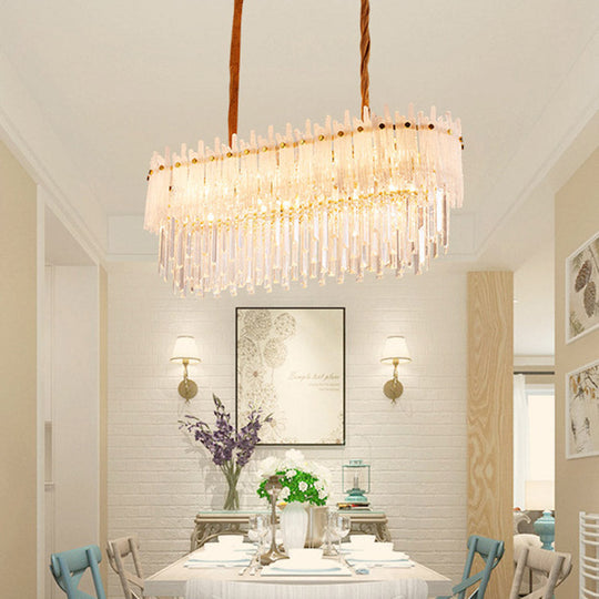 Minimalist 9-Light Crystal Chandelier For Dining Room - Clear Island Lighting