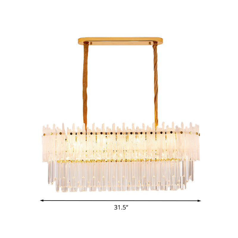 Minimalist 9-Light Crystal Chandelier For Dining Room - Clear Island Lighting