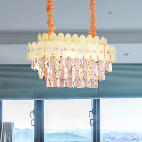 Modern Clear Crystal Island Chandelier - 12 Light Oval Pendant For Dining Room