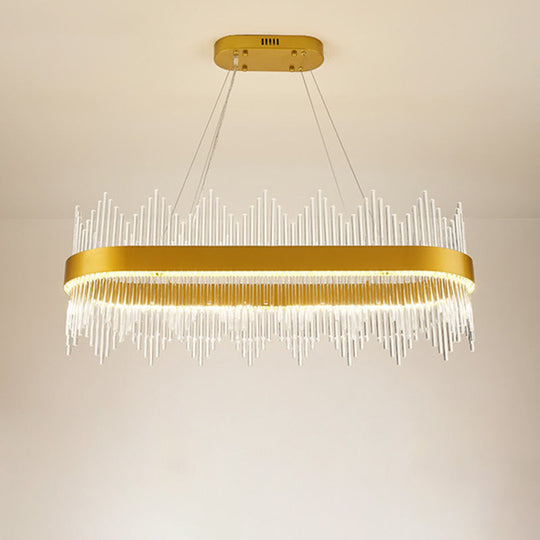 Gold Modern Geometric Crystal Led Chandelier For Dining Room Pendant Lighting