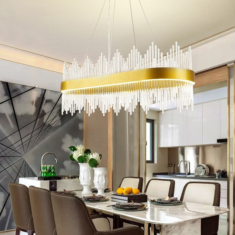 Gold Modern Geometric Crystal Led Chandelier For Dining Room Pendant Lighting