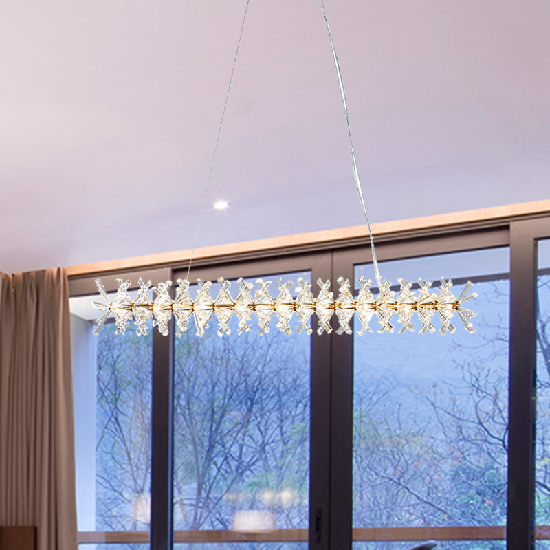 Contemporary Linear Crystal Island Lamp With 16 Hanging Lights - Perfect For Living Room Clear