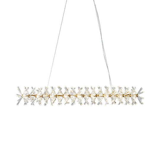 Contemporary Linear Crystal Island Lamp With 16 Hanging Lights - Perfect For Living Room