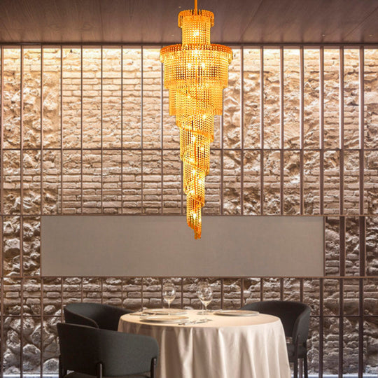 Modern Crystal Ceiling Chandelier - 15-Light Gold Pendant For Corridor