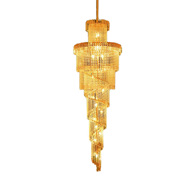 Modern Crystal Ceiling Chandelier - 15-Light Gold Pendant For Corridor