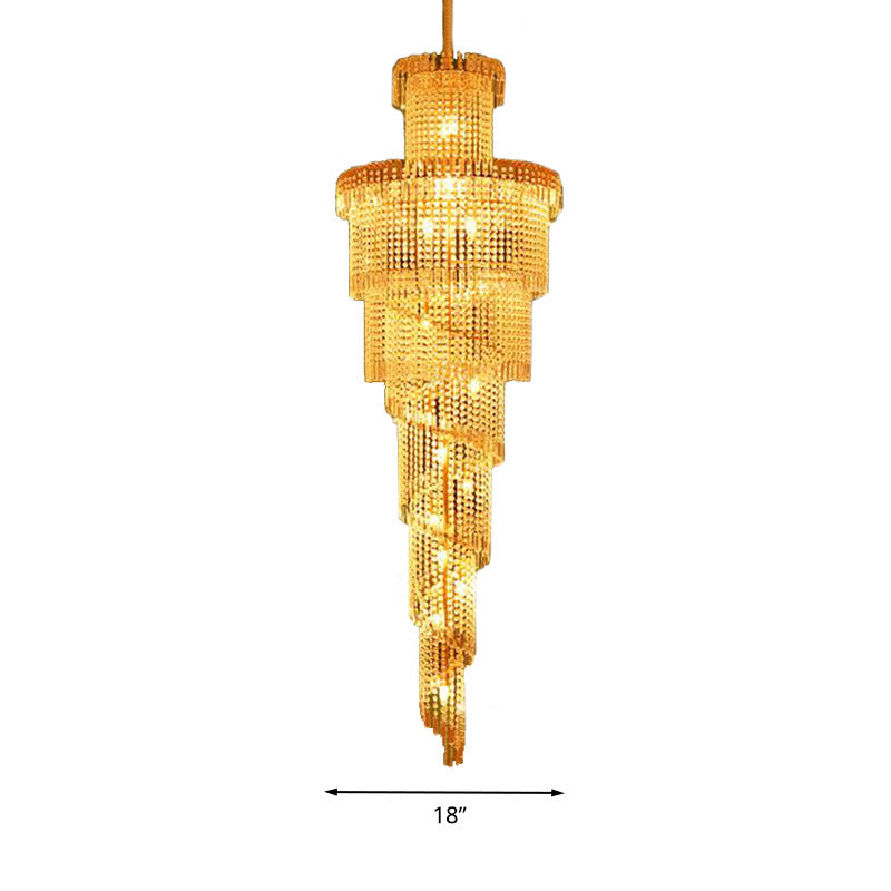 Modern Crystal Ceiling Chandelier - 15-Light Gold Pendant For Corridor