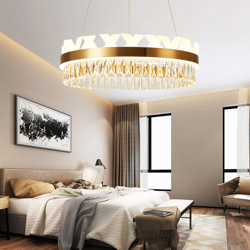 Led Circle Living Room Chandelier Pendant Light Fixture In Gold/Black