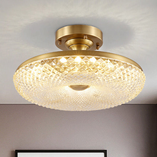 Stunning LED Crystal Ceiling Light with Gold Finish - Donut Semi Flush Mount Lamp