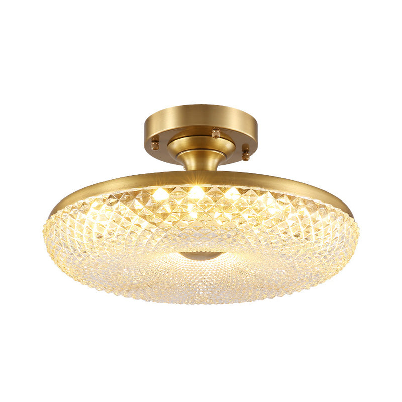 Stunning LED Crystal Ceiling Light with Gold Finish - Donut Semi Flush Mount Lamp