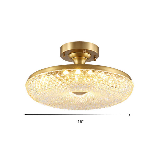 Stunning LED Crystal Ceiling Light with Gold Finish - Donut Semi Flush Mount Lamp