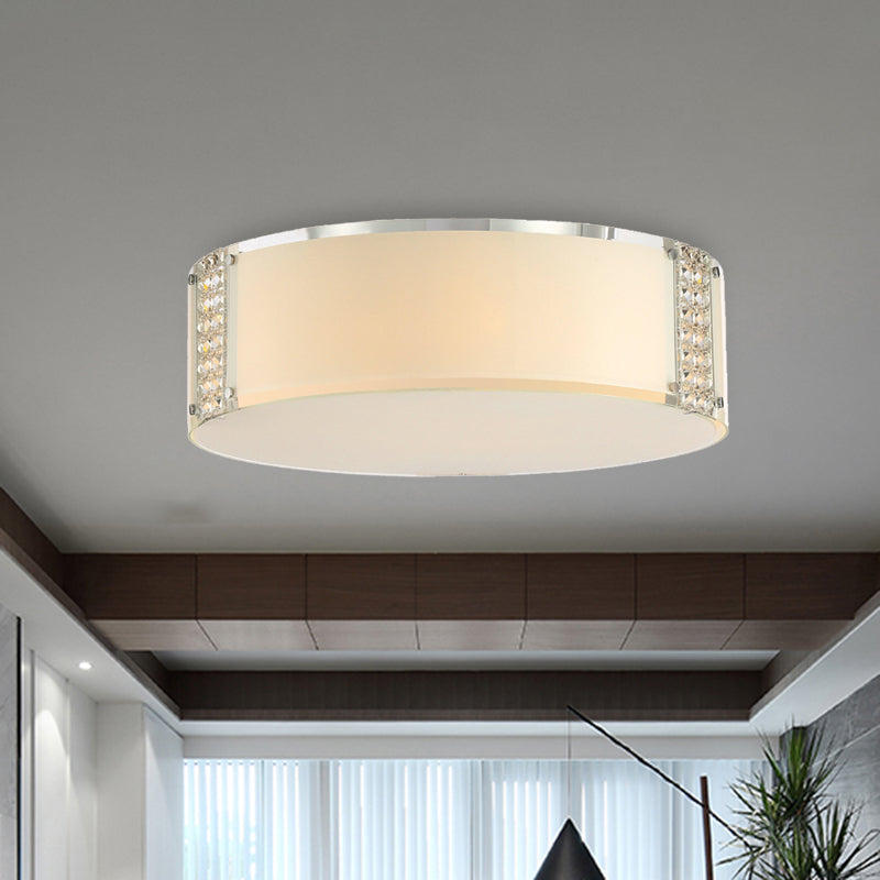 Simple Style Crystal Ceiling Light With 8 Chrome Heads - Bedroom Flush Mount Fixture