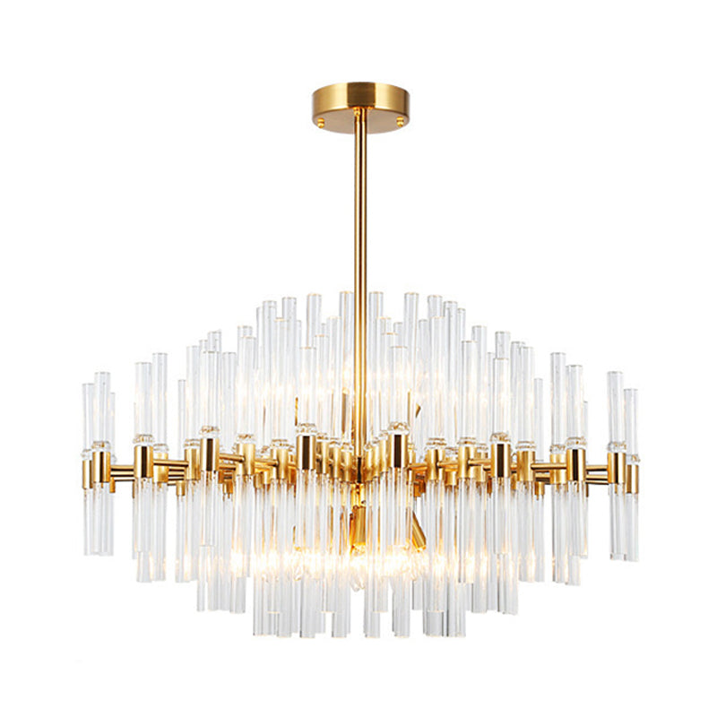 Modern Round Crystal Pendant Ceiling Light With 8 Gold Chandelier Lamps