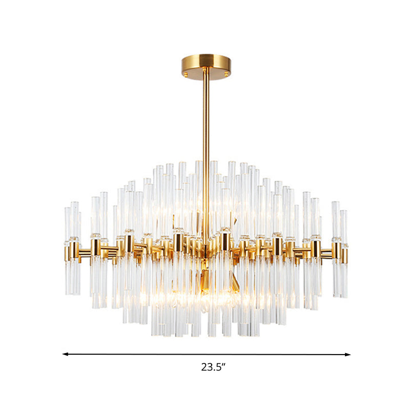 Modern Round Crystal Pendant Ceiling Light With 8 Gold Chandelier Lamps