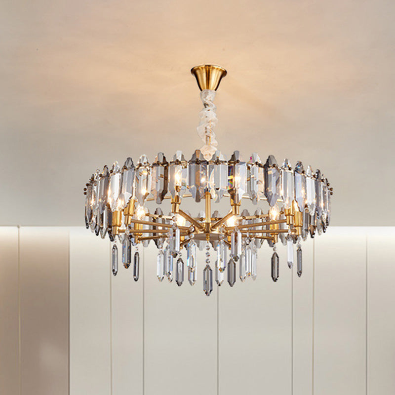 Postmodern Circle Crystal Pendant Light Fixture - 8/10 Gold Heads 8 /