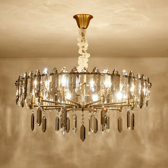 Postmodern Circle Crystal Pendant Light Fixture - 8/10 Gold Heads