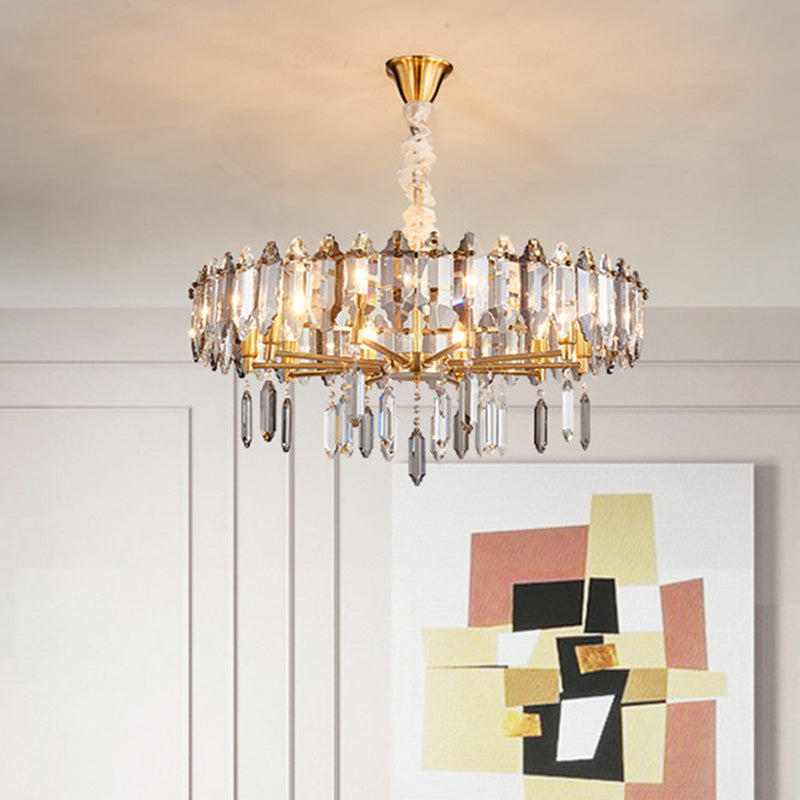 Postmodern Circle Crystal Pendant Light Fixture - 8/10 Gold Heads