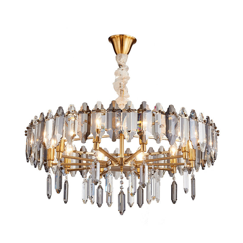 Postmodern Circle Crystal Pendant Light Fixture - 8/10 Gold Heads