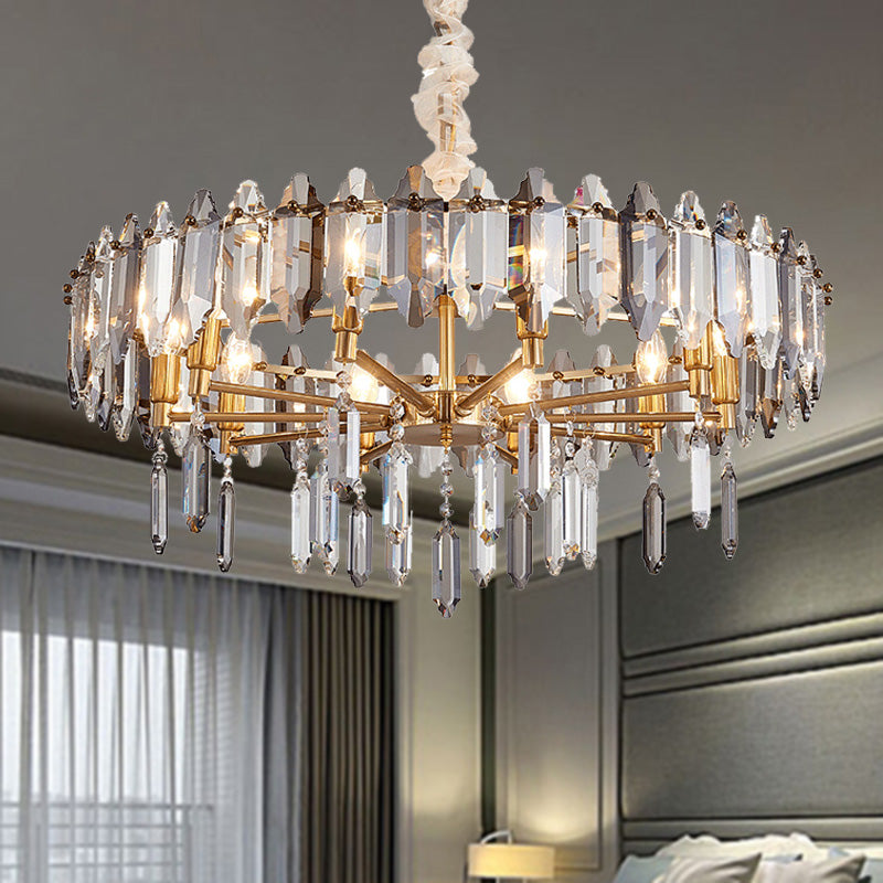 Postmodern Circle Crystal Pendant Light Fixture - 8/10 Gold Heads 10 /