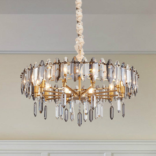 Postmodern Circle Crystal Pendant Light Fixture - 8/10 Gold Heads