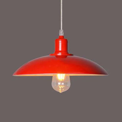 Vintage Metal Saucer Shade Pendant Ceiling Light: Green/Red, Stylish 1-Light Fixture for Table