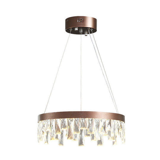 Brown Led Crystal Block Chandelier Light Contemporary Suspension For Living Room 16/23.5/31.5 Wide