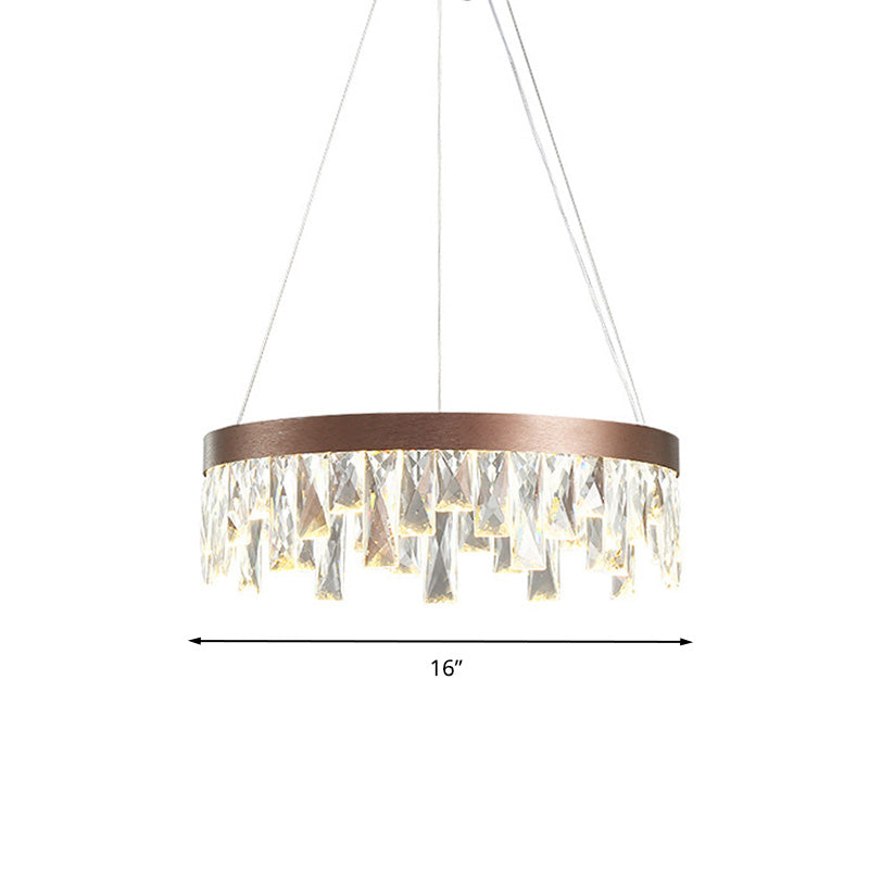 Brown Led Crystal Block Chandelier Light Contemporary Suspension For Living Room 16/23.5/31.5 Wide