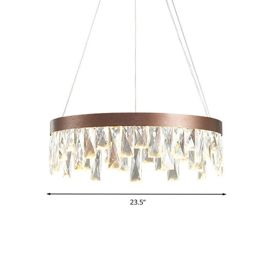 Brown Led Crystal Block Chandelier Light Contemporary Suspension For Living Room 16/23.5/31.5 Wide