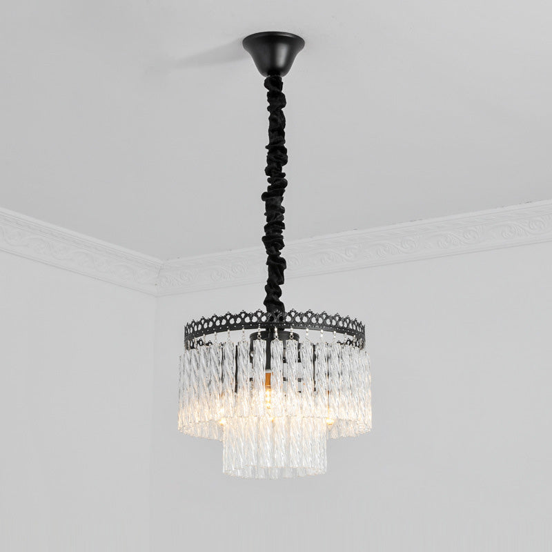 Modern Swirl Crystal Chandelier Light Fixture - 2/3 Tiers 4/9 Lights Clear Hanging Ceiling