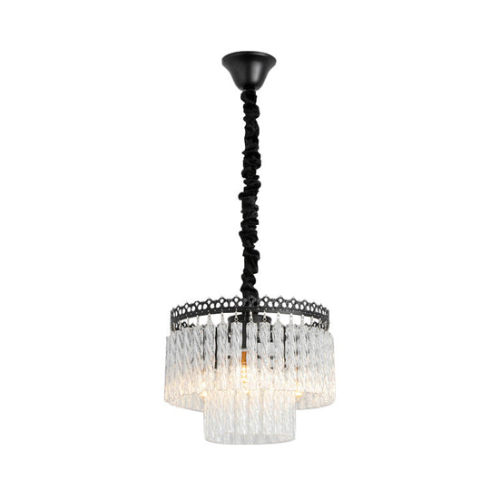 Modern Swirl Crystal Chandelier Light Fixture - 2/3 Tiers 4/9 Lights Clear Hanging Ceiling