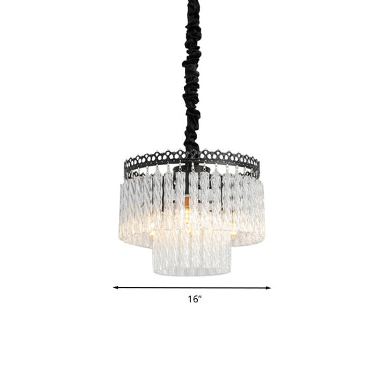 Modern Swirl Crystal Chandelier Light Fixture - 2/3 Tiers 4/9 Lights Clear Hanging Ceiling