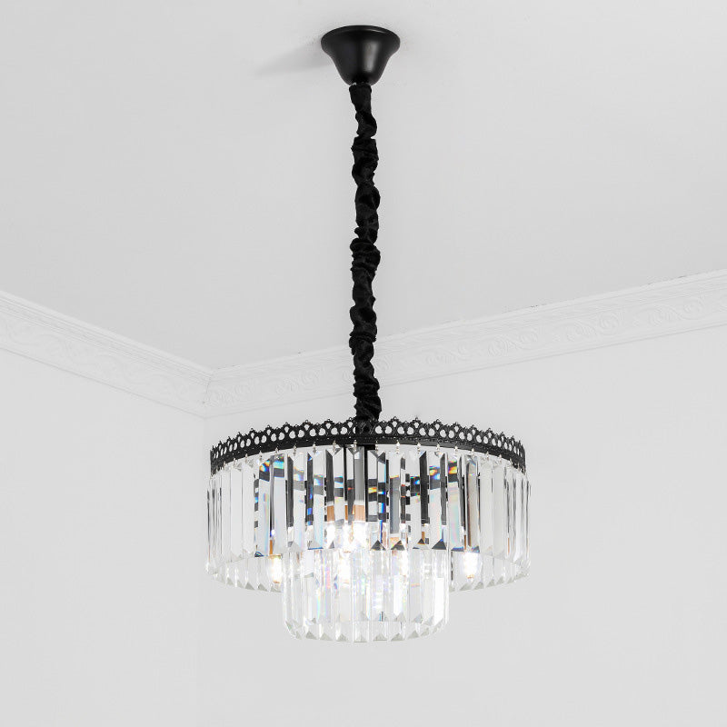 Modern Swirl Crystal Chandelier Light Fixture - 2/3 Tiers 4/9 Lights Clear Hanging Ceiling