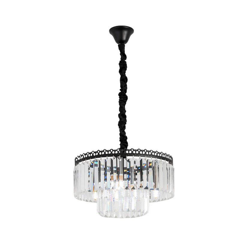 Modern Swirl Crystal Chandelier Light Fixture - 2/3 Tiers 4/9 Lights Clear Hanging Ceiling