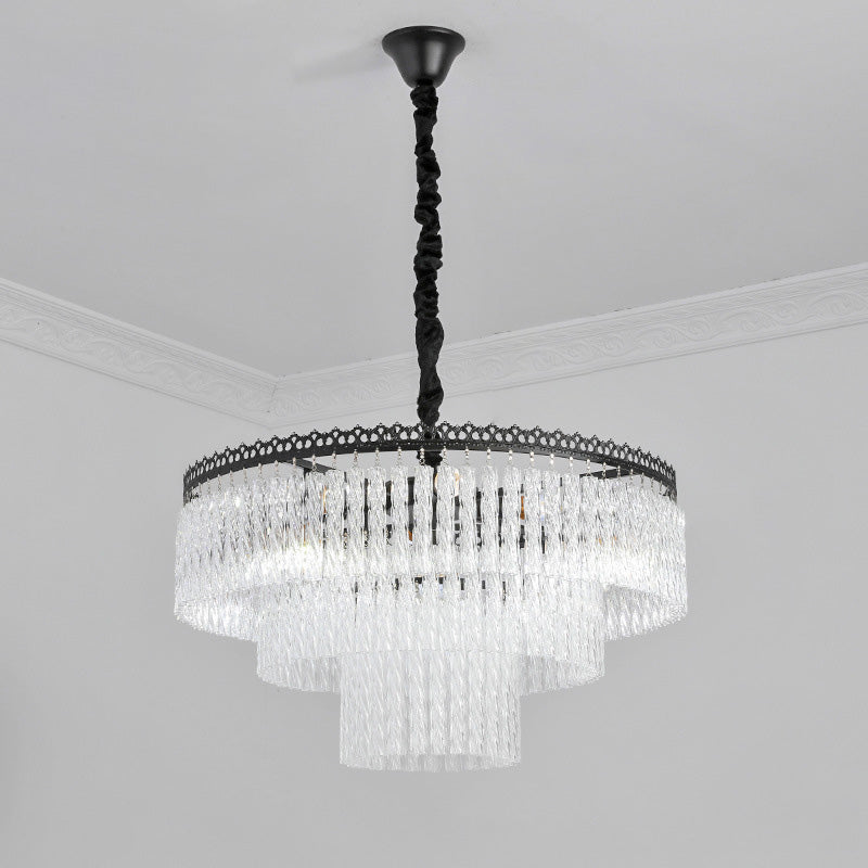 Modern Swirl Crystal Chandelier Light Fixture - 2/3 Tiers 4/9 Lights Clear Hanging Ceiling