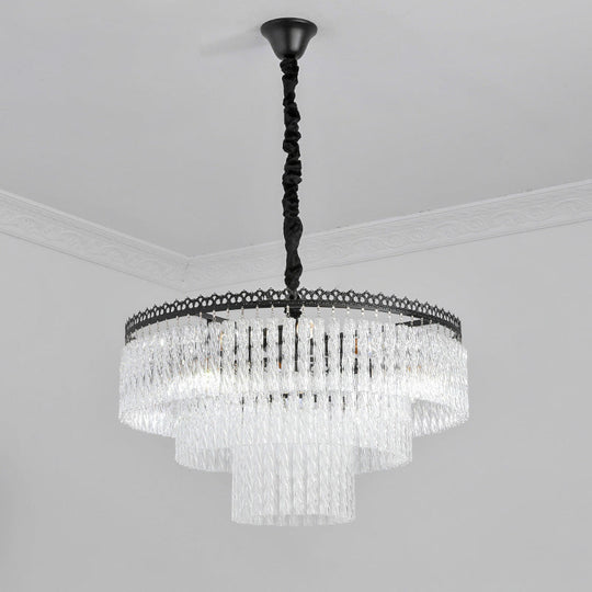 Modern Swirl Crystal Chandelier Light Fixture - 2/3 Tiers 4/9 Lights Clear Hanging Ceiling