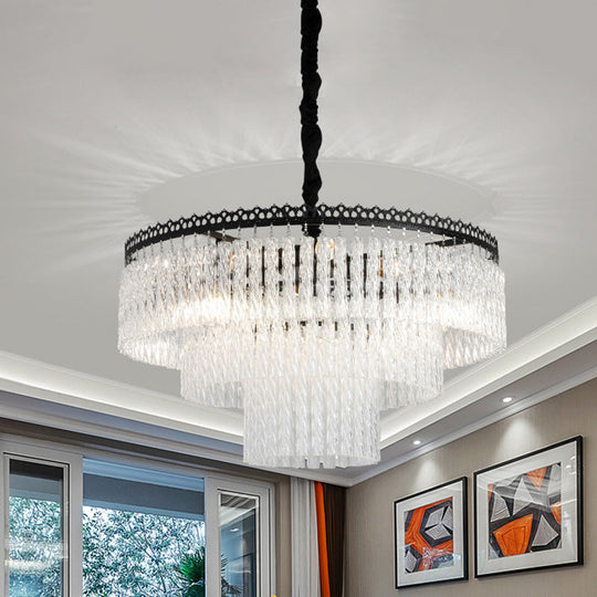 Modern Swirl Crystal Chandelier Light Fixture - 2/3 Tiers 4/9 Lights Clear Hanging Ceiling 9 / B