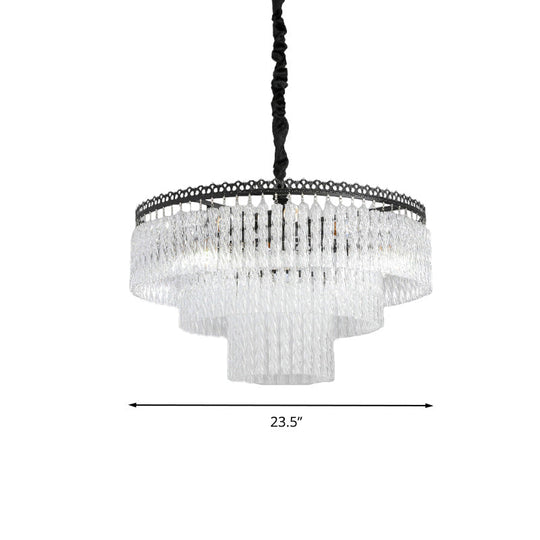 Modern Swirl Crystal Chandelier Light Fixture - 2/3 Tiers 4/9 Lights Clear Hanging Ceiling