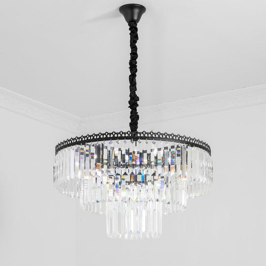 Modern Swirl Crystal Chandelier Light Fixture - 2/3 Tiers 4/9 Lights Clear Hanging Ceiling