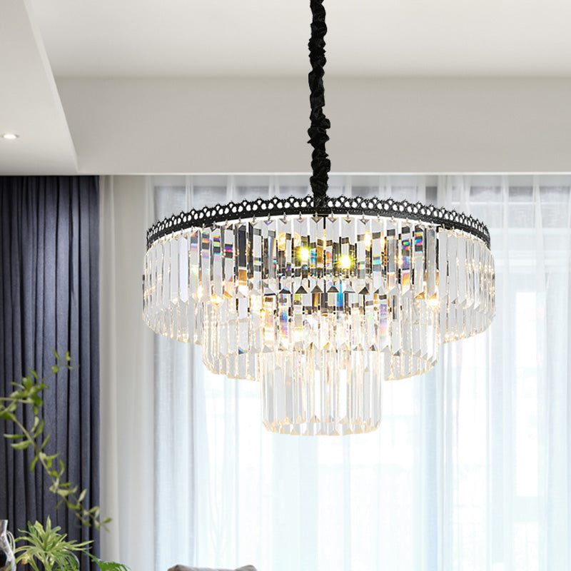 Modern Swirl Crystal Chandelier Light Fixture - 2/3 Tiers 4/9 Lights Clear Hanging Ceiling