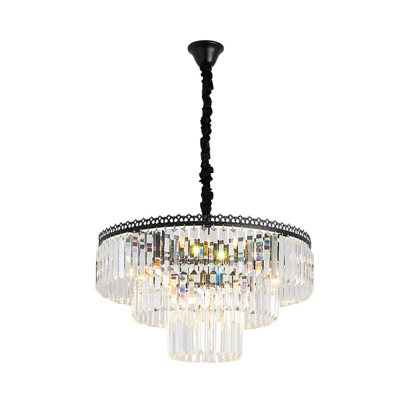 Modern Swirl Crystal Chandelier Light Fixture - 2/3 Tiers 4/9 Lights Clear Hanging Ceiling