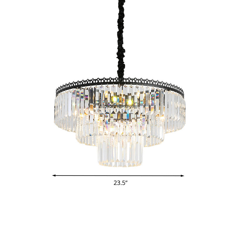 Modern Swirl Crystal Chandelier Light Fixture - 2/3 Tiers 4/9 Lights Clear Hanging Ceiling